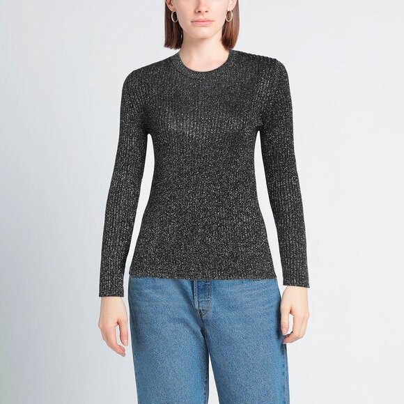 Proenza Schouler White Label Black & Silver Lurex Ribbed-Knit Sweater - Picture 1 of 9